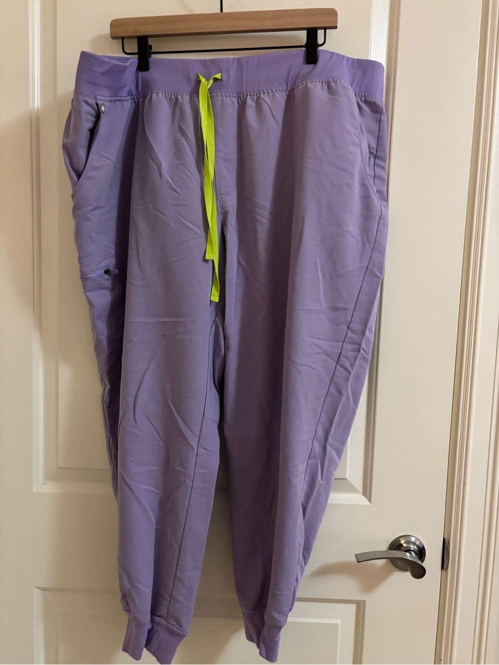 Women's Lavender Scrub Jogger Pants with Neon Drawstring